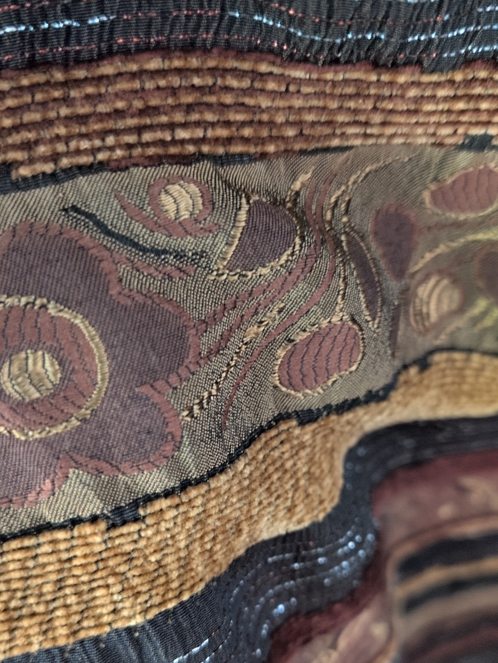 Gilani Vintage Boho Woven Midi Skirt Floral Stripe Earth Tones A-Line Size 18 - Picture 8 of 14